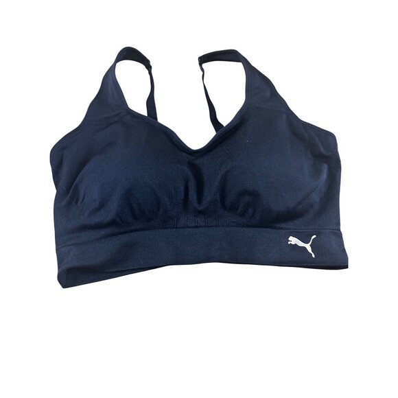 Puma XL Sports Bra Adjustable Straps V-Neck Lightweight Stretch Activewear BLK - Picture 4 of 12
